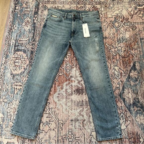 Calvin Klein NWT Skinny Fit Jeans Size W33 L30 Medium Blue Wash - Picture 5 of 14